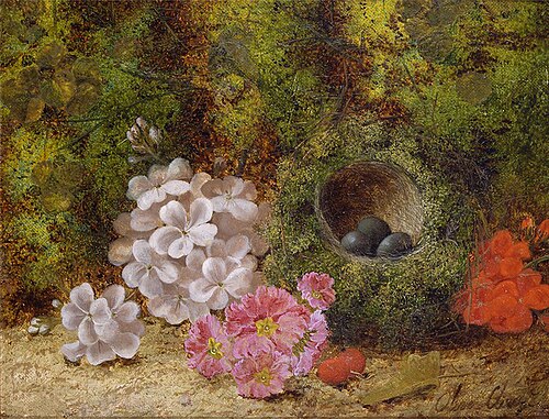 Still Life with Flowers and Bird's Nest, , Oliver Clare