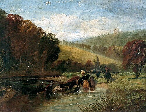 Marauders Swimming the Tweed with Stolen Cattle, 1872, Richard Beavis
