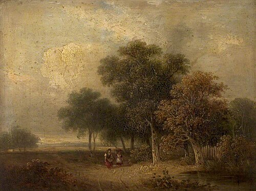 River Scene (Trees and Figures), , Samuel David Colkett