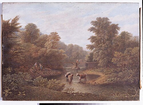 View taken form Pwllypant house, 1837, Thomas Waters