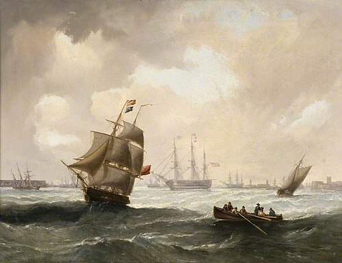 Entrance of a River with Shipping, 1854, William Garthwaite