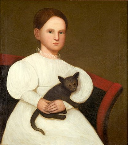 Girl in White Dress with Black Cat, 1830, Zedekiah Belknap