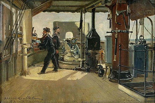 Sur le pont de la canonnière l'Alerte, 1886, Gaston Roullet
