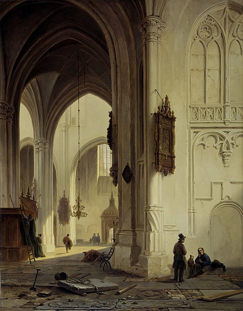 Intérieur d'église, 1844, Bartholomeus Johannes van Hove