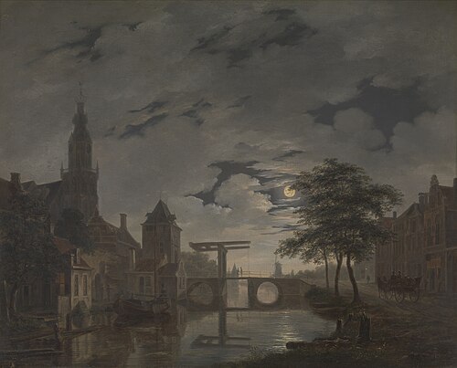 Une Ville hollandaise au clair de lune, 1826, Bartholomeus Johannes van Hove