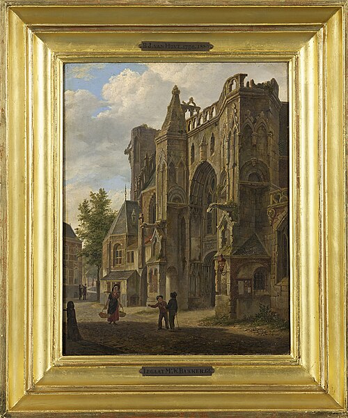 Gezicht op gothische kerk, 1824, Bartholomeus Johannes van Hove