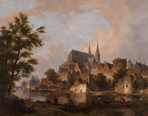 Capriccio stadsgezicht, elementen Deventer, , Bartholomeus Johannes van Hove