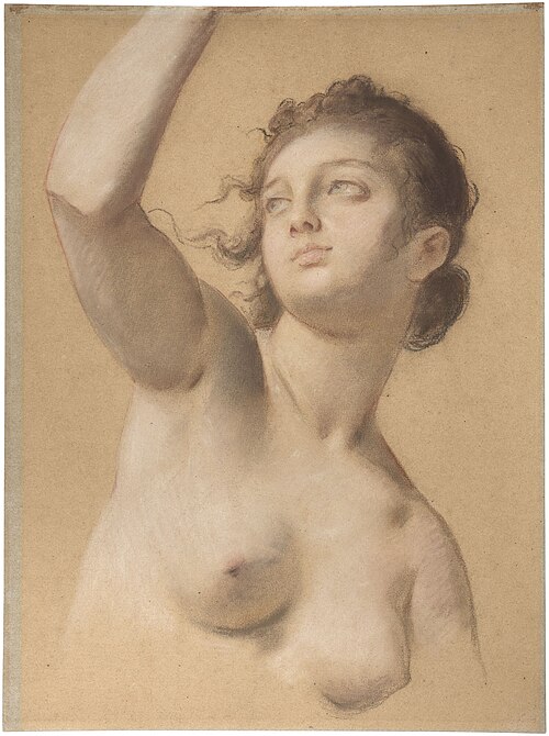 Study of a nude, her right arm raised, , Élisabeth Vigée Le Brun