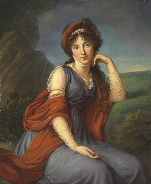 Maria Grigorievna Viazemskaïa, Princess Golitsyna (1772-1865), seated three-quarter-length, , Élisabeth Vigée Le Brun
