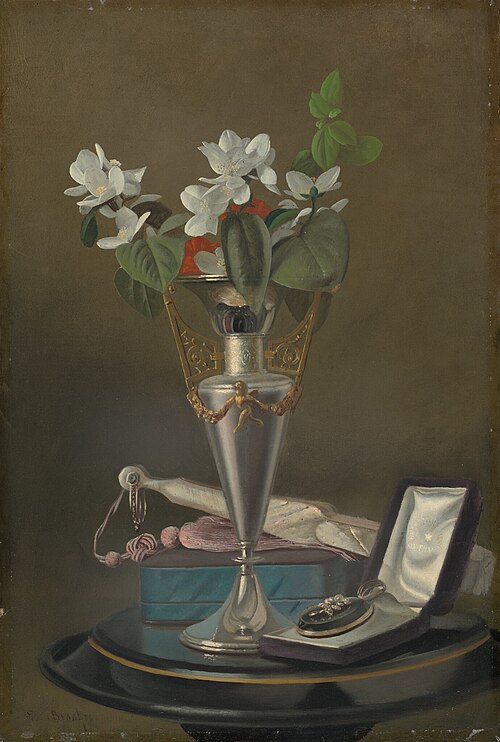 Still Life with Fan and Pendant, 1870, Samuel Marsden Brookes
