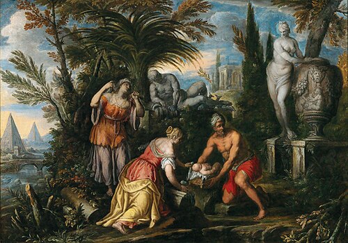 The finding of Moses, 1585, Paolo Fiammingo