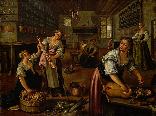 Kitchen interior, 1588, Paolo Fiammingo