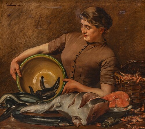 Woman with fish, 1886, Charles Boom