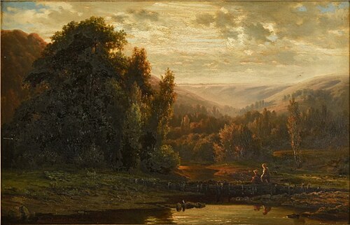Landscape with children, 1876, Louis Derickx