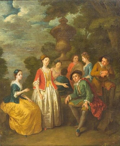 Seated Gentleman with Others by a Column, 1761, Cornelis Joseph d'Heur