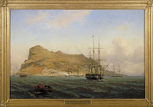 Het fregat Zr.Ms. Rijn en de brik Zr.Ms. De Snelheid van het eskader onder commando van kapitein-ter, 1850, Willem Antonie van Deventer