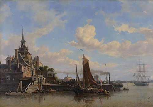 Gezicht op de Ooster Oudehoofdpoort, 1855, Willem Antonie van Deventer