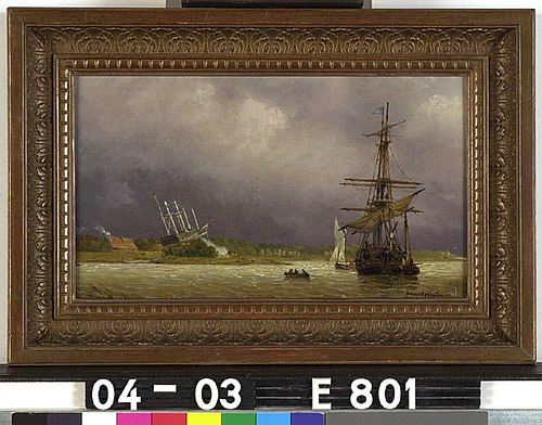 Rivier met schepen, 1847, Willem Antonie van Deventer