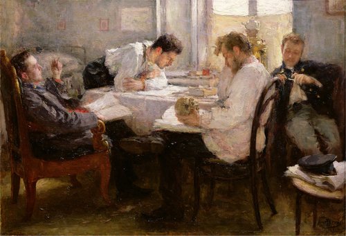 The Night before the Exam, 1895, Leonid Pasternak