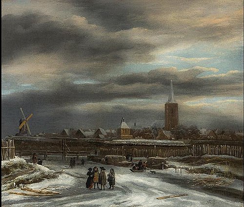 Winter Landscape with a View on a Town, Probably Doesburg, 1675, Jacob van Ruisdael