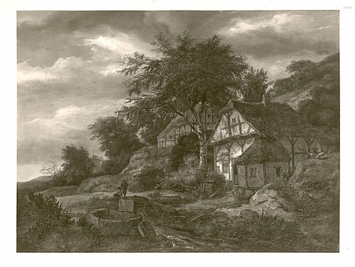 Landscape with farm buildings, 1653, Jacob van Ruisdael