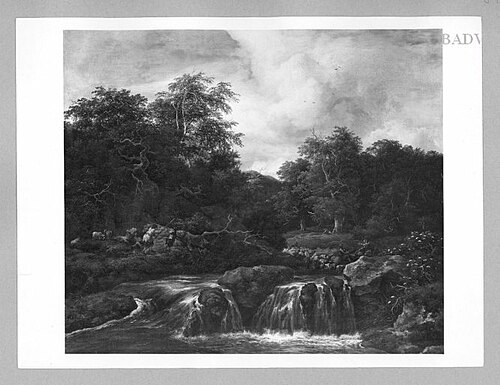 Waterfall with shepherds, 1653, Jacob van Ruisdael