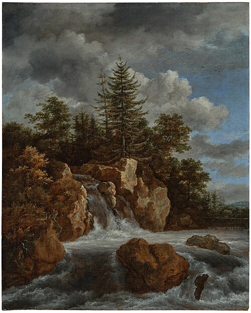 A wooded landscape with a waterfall, , Jacob van Ruisdael