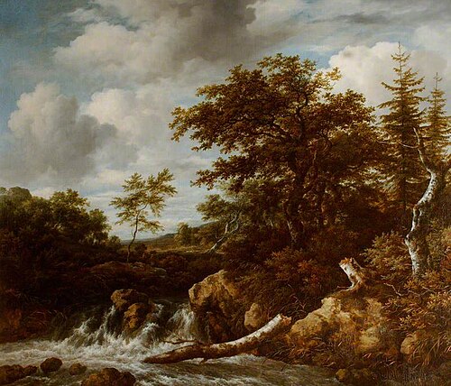 Wooded Landscape with a Waterfall, 1660, Jacob van Ruisdael