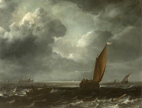 Fishing Boats and a Rowing Boat on a Choppy Sea, , Jacob van Ruisdael