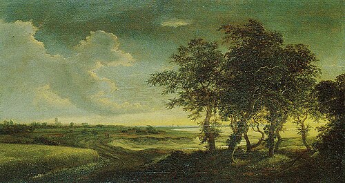 Extensive Landscape with Trees, a Grainfield, Dunes and a Distant View of a Town, 1648, Jacob van Ruisdael