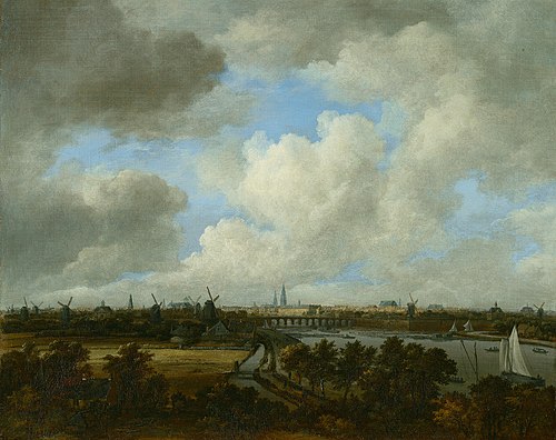 View on the Amstel from Amsteldijk, 1680, Jacob van Ruisdael