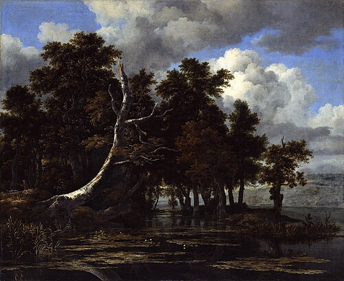 Oaks at a lake with Water Lilies, 1650, Jacob van Ruisdael