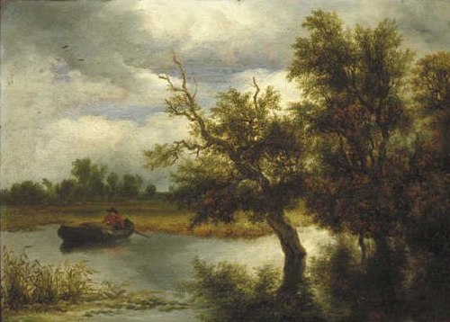 Les arbres sur un lac avec chaloupe, 1650, Jacob van Ruisdael