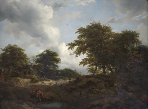 Wooded Landscape with a Pool and Figures, 1660, Jacob van Ruisdael