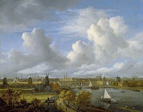Vue sur l'Amstel Regardant vers Amsterdam, 1670, Jacob van Ruisdael