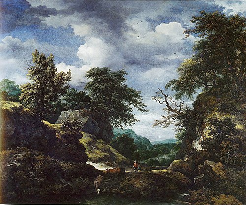 Hilly Wooded Landscape with Castle, 1650, Jacob van Ruisdael
