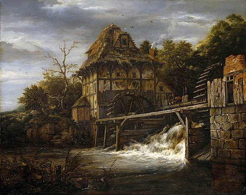 Two Undershot Watermills with Men Opening a Sluice, 1650, Jacob van Ruisdael