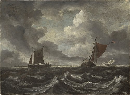 Boats on a Stormy Sea, 1670, Jacob van Ruisdael