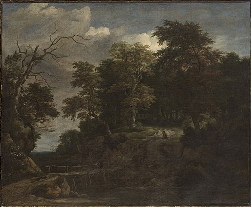Landscape of a Forest with a Wooden Bridge, 1670, Jacob van Ruisdael