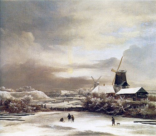 Winter Landscape with Two Windmills, 1670, Jacob van Ruisdael