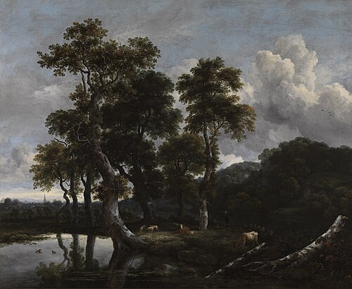 Grove of Large Oak Trees at the Edge of a Pond, 1665, Jacob van Ruisdael
