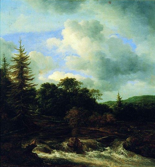 Mountain landscape with waterfall, 1660, Jacob van Ruisdael