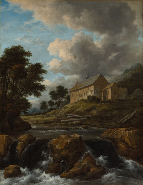 Landscape with a Church by a Torrent, 1670, Jacob van Ruisdael