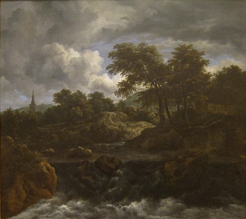Wooded Landscape with a Waterfall, 1660, Jacob van Ruisdael