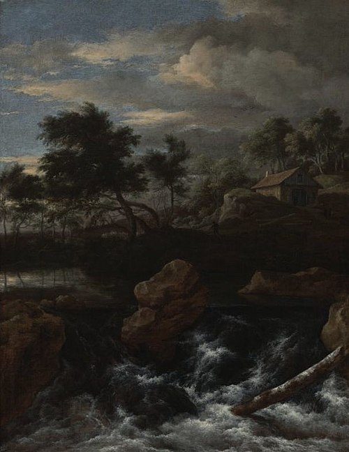 A Rocky River Landscape with a Waterfall, 1670, Jacob van Ruisdael
