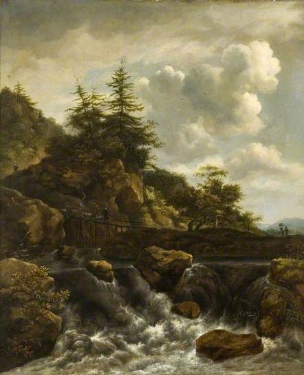 Chute d'eau avec pont et de pins, 1660, Jacob van Ruisdael