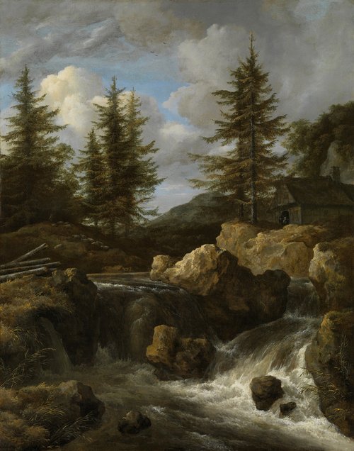 A Waterfall in a Rocky Landscape, 1660, Jacob van Ruisdael