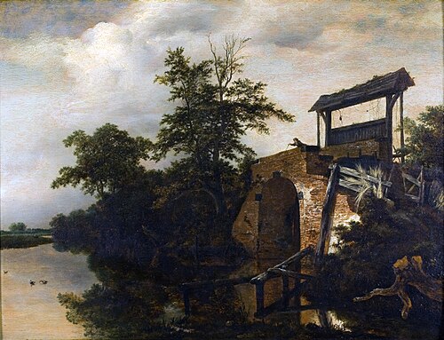 Paysage avec sluice, 1647, Jacob van Ruisdael
