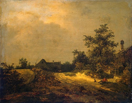 Dune paysage avec des maisons, 1647, Jacob van Ruisdael