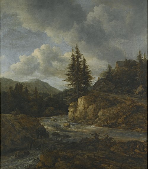 Mountainous landscape with a torrent, 1670, Jacob van Ruisdael